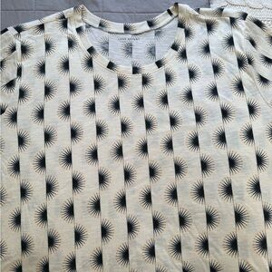 Lane Bryant Black and Cream Geometric Short Sleeve Tee